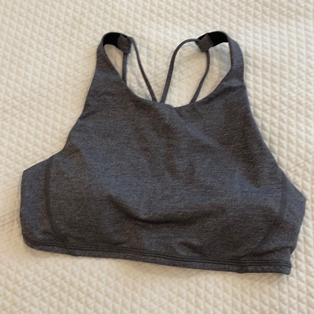 Lululemon charcoal sports bra with straps back, size 6